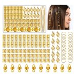 100 pi�ces bijoux cheveux tresse dor� dreadlocks perle cheveux m�tal r�glable vikings spiral coils bague ...