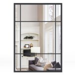 100 x 70 cm miroir mural rectangulaire costway orientation horizontale verticale cadre en m�tal d�coration ...
