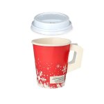 100 x gobelets jetables  caf en carton  nol  240ml + couvercles blancs pour les boissons chaudes ...