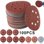 100pcs disque de pon�age papier abrasif 125mm disques abrasifs 80 / 180 / 240 / 320 / 400 / 800 / 1000 ...