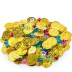 Jouets - pirate - pices dor et bijoux - 100pcs pices dor - 50pcs pierres prcieuses - multicolore