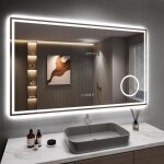 100x60cm miroir salle de bain avec 3x loupe 45w miroir anti - buée avec éclairage prise pour rasoir 3 ... 100x60cm miroir salle de bain avec 3x loupe 45w miroir anti - buée avec éclairage prise pour rasoir 3 ...