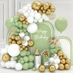 102 pcs gold green balloon arch - decoration for baby shower birthday christening wedding with balloons ...