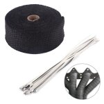 10m bande thermique isolante noir avec 10 colliers collecteur echappement tube