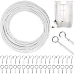10m cable rideau cable pour rideaux blanc fil de rideau avec 25 pi�ces boulons � oeil 25 pi�ces crochets ...