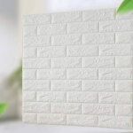 10pcs papier peint 3d brique blanche - sticker mural auto - adh�sif en mousse imperm�able effet tuile ...