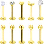 10pcs piercing lèvre labret 16g acier chirurgical 10mm tragus helix labret piercing argent or labret ... 10pcs piercing lèvre labret 16g acier chirurgical 10mm tragus helix labret piercing argent or labret ...