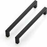 10pc poignes de meuble noires de 192 mm pour armoires de cuisine poignes de tiroir en acier inoxydable ...