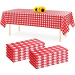 10une nappe en plastique jetable � motif quadrill�. 54 x 108nappe rectangulaire � carreaux rouges et ...