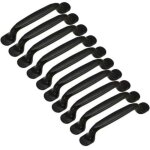 Lot de 10 poign�es meuble aluminium noir mat - entraxe 128 mm 163x22x21 mm