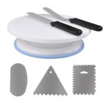 Plateau tournant de gteau - non spcifi - 28cm - pp alimentaire - acier inoxydable - bleu