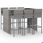 11770948& ensemble de bar de jardin 7 pcstable de bar + 6 tabourets bar mange - debout - avec coussins ...