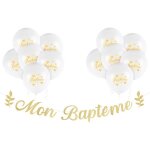12 ballons mon bapt�me et banni�re banderole paillet� papier baby shower guirlande bunting banner diy ...