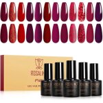 12 couleurs rouge bourgogne rouge fonc paillettes rouge vernis gel uv semi permanent rouge soak off ...
