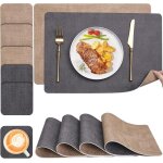 12 pcs set de table et dessous - set de table lavable - gris brun double face bicolore - set table antidérapan ... 12 pcs set de table et dessous - set de table lavable - gris brun double face bicolore - set table antidérapan ...