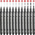 12 pcs stylos dessin feutre manga noir stylo calligraphie crayon pointe fine pour dbutant professionnel ...