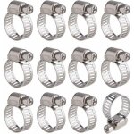 12 pi�ces collier de serrage tuyau ajustable en acier inoxydable tuyau pinces clips fixation (9 - 16 ...