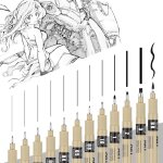 12 pices feutre noir pointe fine feutre professionnel dessin plume encre de chine stylo indelebile pointe ...