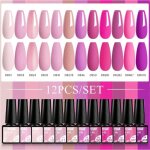 12 pices gel vernis  ongles ensemble nu rose rouge paillettes semi permanent tremper uv gel vernis ...
