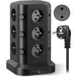 12 prises 2p + t de type - e (france) tour multiprise avec 6 ports usb(4000w / 16a)multiprise electrique ...