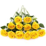 12 roses artificielles jaunes 20 pouces de longues tiges r�alistes pour mariage maison jardin f�tes h�tels ...