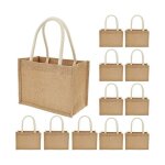 12 sacs fourre - tout r�utilisables en toile de jute avec poign�es sacs de courses en toile de jute femme ...