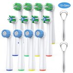 12 ttes de brosse  dents de rechange compatibles pour oral b avec 2 gratte langue pour liminer la ...