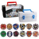 12 toupies burst turbo avec lanceurs et boîte de rangement - gobro - gyro pocket box pro - noir 12 toupies burst turbo avec lanceurs et boîte de rangement - gobro - gyro pocket box pro - noir