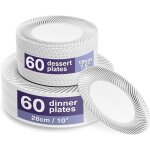 120 assiettes en plastique r�utilisables blanches premium avec bordure 120 pi�ces#assiette en argent ...