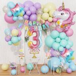 120 pices 3 ans licorne ballons arche anniversaire dcorations fille kit pastel ballon avec 3d licorne ...