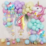 120 pi�ces 4 ans licorne ballons arche anniversaire d�corations fille kit pastel ballon avec 3d licorne ...