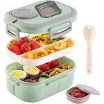 1200ml lunch box - bento pour enfant et adulte - avec 3 compartiments - anti - fuite - sans bpa - pour ...