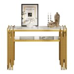 128 x 44 x 80 cm table dappoint de salon mid - century modern console corps blanc avec pieds dorés mdf ... 128 x 44 x 80 cm table dappoint de salon mid - century modern console corps blanc avec pieds dorés mdf ...