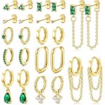 12pairs petite vertes boucles doreilles femme acier inoxydable mini boucles doreilles creoles pendantes ...