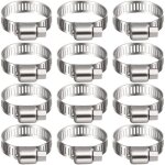 12pc collier de serrage tuyau arrosage en acier inoxydable collier inox 16 - 25mm metal serre flex serrage ...