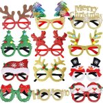 12pcs lunettes de nol  paillettes montures de lunettes de ftedcoration de nollunettes de dguisement ...