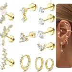 12pcs piercing oreille acier chirurgical piercing tragus helix septum rook conch labret cartilage boucles ...