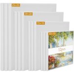 12pcs toiles  peindre - blanche - 4 tailles toile  dessin pour peinture acrilique huile gouache