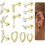 12pi�ces piercing helix cartilage boucles doreilles pour femmes acier inoxydable doreilles piercing oreille ...