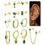 13 pices piercing helix cartilage boucles doreilles pour femmes plaqu or 14k argent acier inoxydable ...