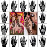 14 feuilles tatouage pochoir pour la main mehndi tatouagestatouage paillettes et a�rographe tatouage ...