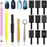 14 pcs aimant bton ongles stylo outils pour nail art manucure pour effet oeil de chat parfait utiliser ...