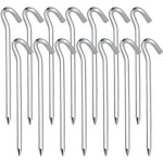 14 pcs sardines piquet piquets de tente en acier piquets de fixation sol crochet - id�al pour le jardin ...
