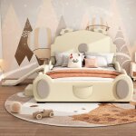 140 * 200cm lit de dessin anim� lit denfant lit dours �quip� dun toboggan et dune �chelle mat�riel pu ...