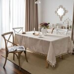 (140 x 240 cm) nappe rectangulaire anti tache lavable nappe gland la dcoration pour cuisine table  ...