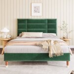 140x200 cm convient aux adultes et aux adolescents lit rembourr avec sommier  lattes velours vert fonc ...