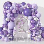 145 pi�ces arche ballon violet kit guirlande ballons anniversaire con autocollants papillon violet confettis ...