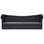 (14611)bains de soleil / transat chiclit - canap� dext�rieur avec auvent r�sine tress�e noir fr