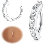 14g piercing nombril pour femmes en argent sterling 925 hypoallerg�nique de nombril � cliquet piercing ...