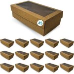 15 bo�tes cadeau en carton kraft 350x190x105mm avec fen�tre transparente parfait pour cadeaux